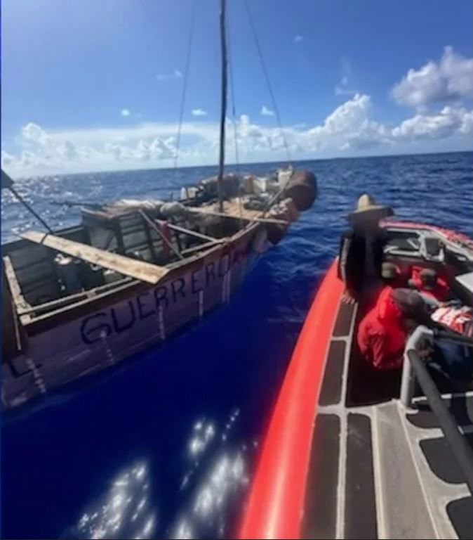 <i>US Coast Guard/WSVN via CNN Newsource</i><br/>Law enforcement boat crews from the Coast Guard intercepted a rustic vessel attempting an illegal migrant voyage