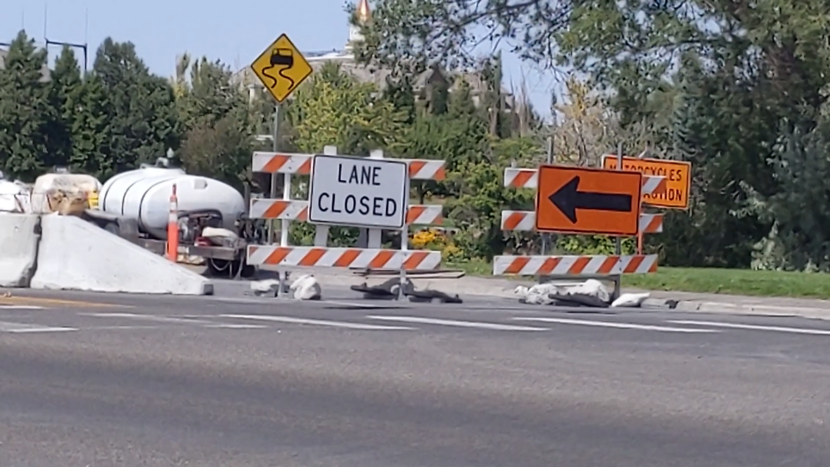 Construction signs at the Pancheri Bridge on August 25, 2024.