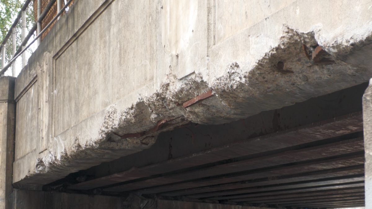 Damage done to underpass structure