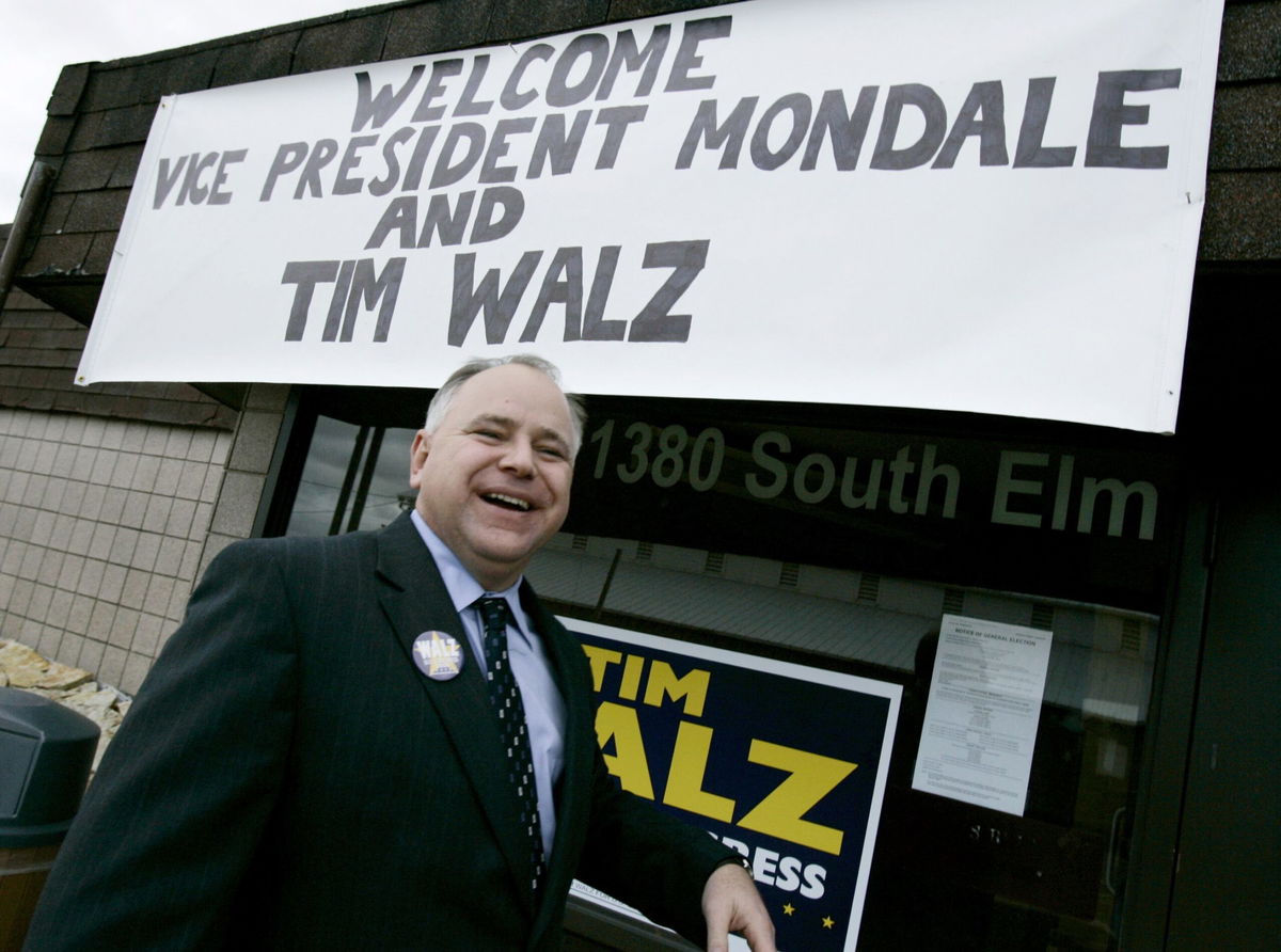 <i>Jim Mone/AP via CNN Newsource</i><br/>Tim Walz at a 2006 campaign event in Owatonna