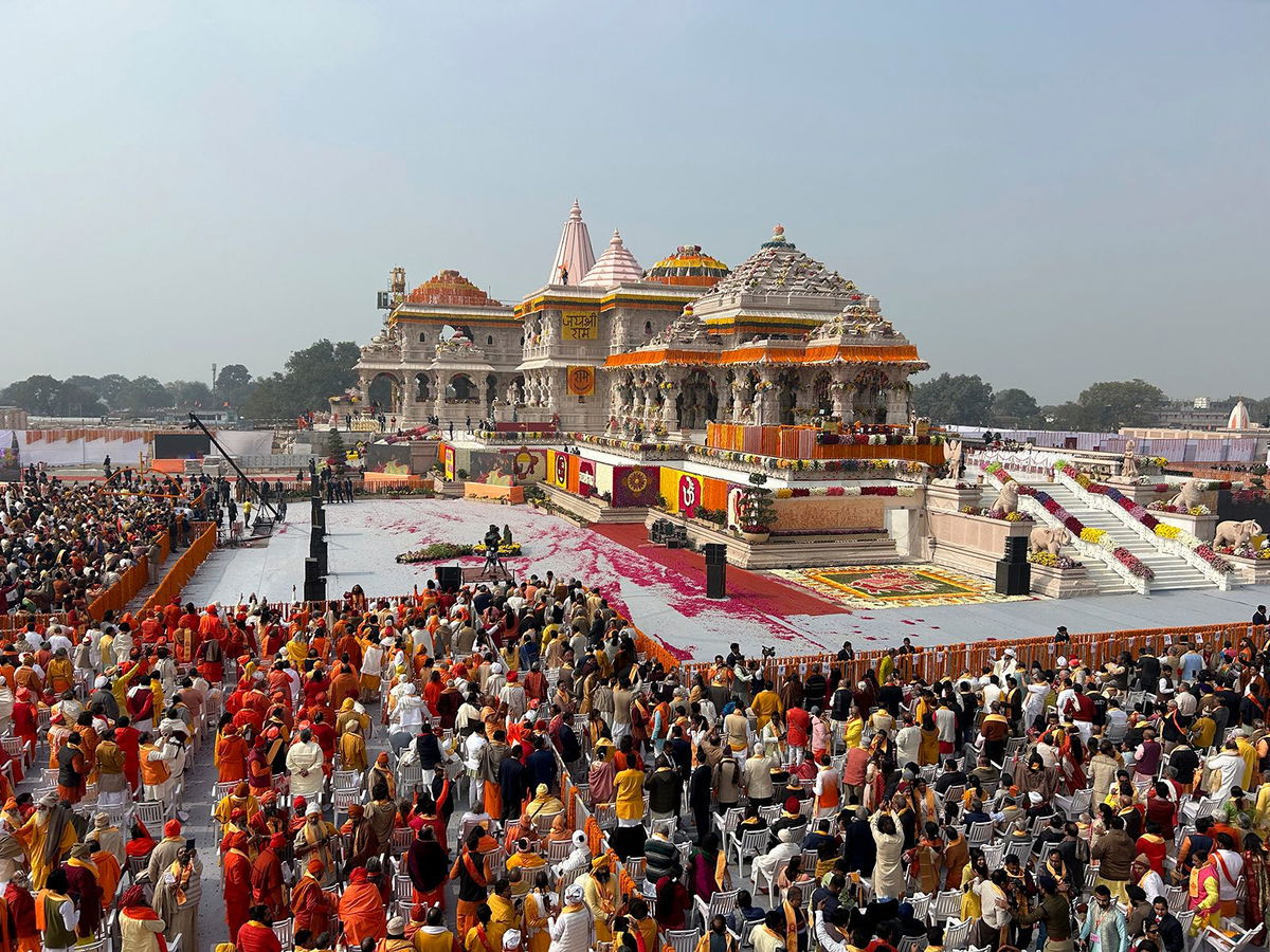 <i>Rajesh Kumar Singh/AP via CNN Newsource</i><br/>A general view of the audience during the opening of a temple dedicated to Hindu deity Lord Ram