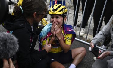 Kasia Niewiadoma was overwhelmed by winning the Tour de France Femmes at the finish line.