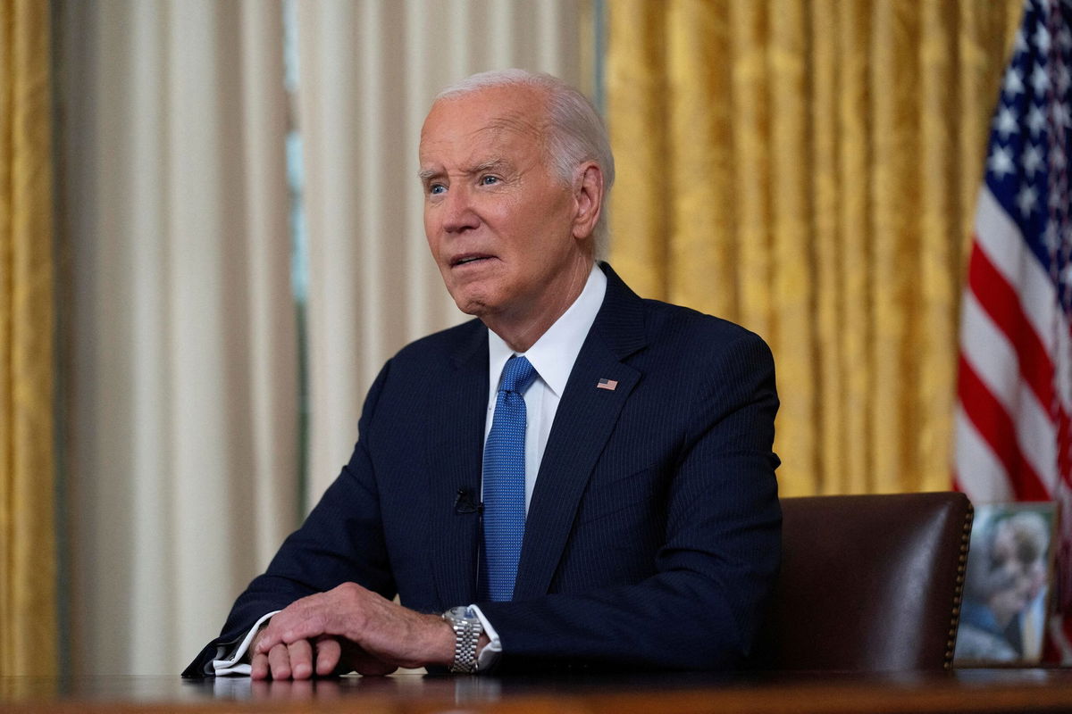 <i>Evan Vucci/Pool/Reuters via CNN Newsource</i><br/>President Joe Biden addresses the nation about his decision to drop his presidential reelection bid at the White House on July 24.