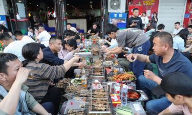 A staff member cooks Tianshui Spicy Hot Pot on March 14