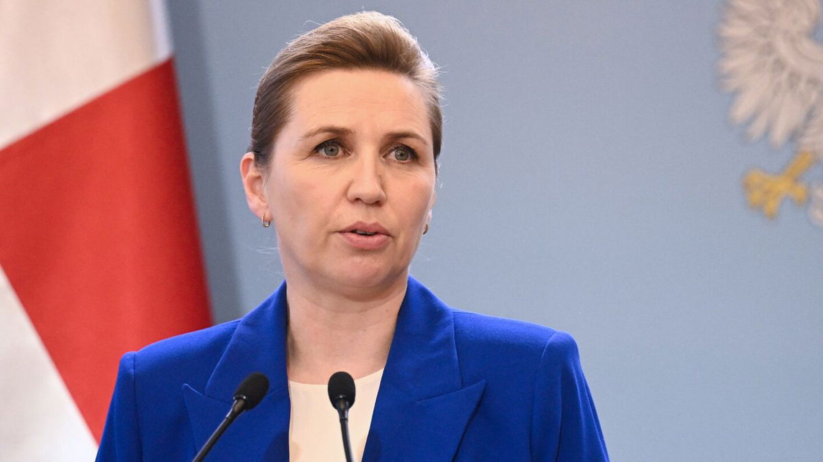 <i>Sergei Gapon/AFP/Getty Images via CNN Newsource</i><br/>Danish Prime Minister Mette Frederiksen is seen speaking in Warsaw