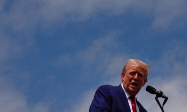 Former President Donald Trump speaks at the North Carolina Aviation Museum in Asheboro