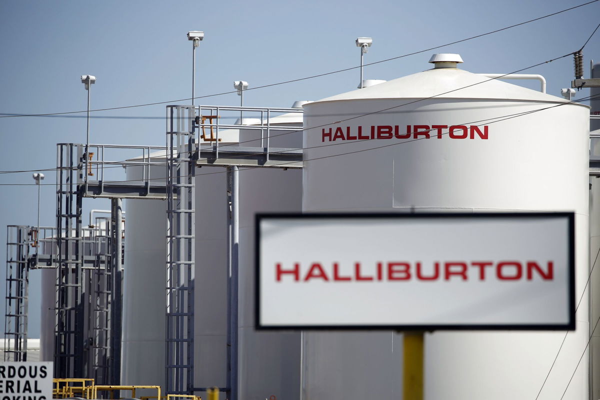 <i>Luke Sharrett/Bloomberg/Getty Images via CNN Newsource</i><br/>Oil giant Halliburton said Wednesday it was hit by a cyberattack. Pictured are Halliburton storage tanks in Port Fourchon