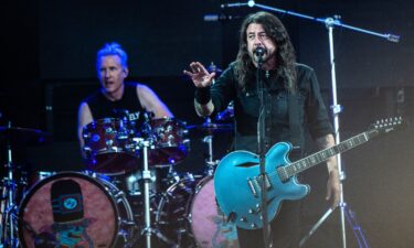 (From left) Foo Fighters drummer Josh Freese and Dave Grohl performing at the Roskilde Festival in Denmark in July.