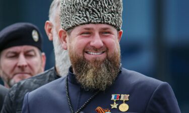 Ramzan Kadyrov attends a military parade in Grozny