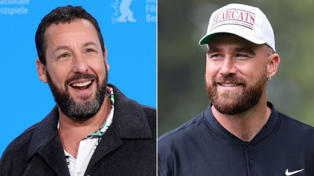 <i>Getty Images via CNN Newsource</i><br/>Adam Sandler and Travis Kelce.