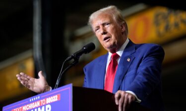 Former President Donald Trump speaks during a campaign event at Alro Steel on August 29