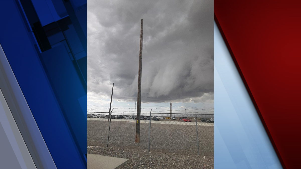 A photo of a severe thunderstorm seen from a facility at the INL at 1:51 p.m.