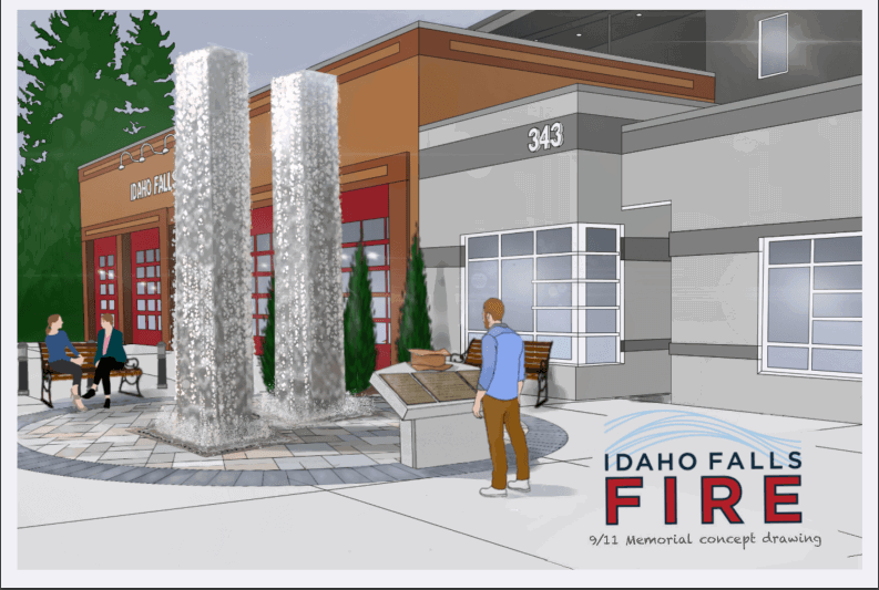 An artist rendition of the new 9/11 Memorial to be dedicated at Idaho Falls Fire Station 1 on Sept. 11. 