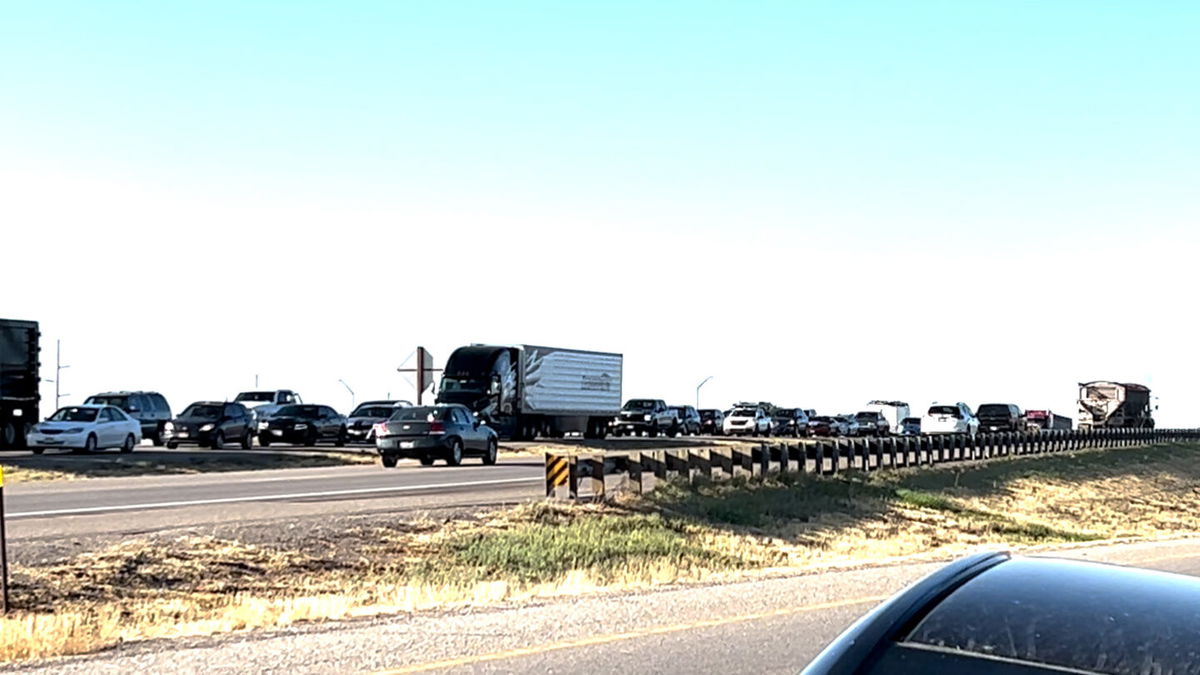 Morning traffic was backed up on US 20 on Sept. 13. 