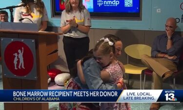 There was a tearful reunion inside Children's Hospital after a bone marrow transplant recipient met her donor. "These are the days that keep us going through the rough parts