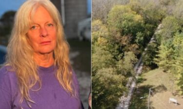 Kathy Hasselman works on her sister's farm just across the street from where the remains were found. She was there when investigators came and began surveying the wooded area.