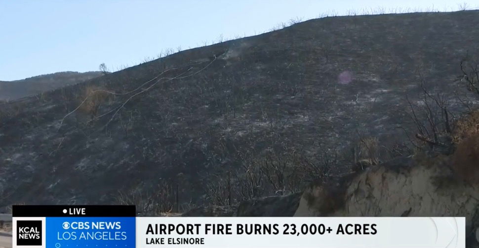 <i>KCAL/KCBS via CNN Newsource</i><br/>Firefighters on September 15 continued to make progress on the Airport Fire