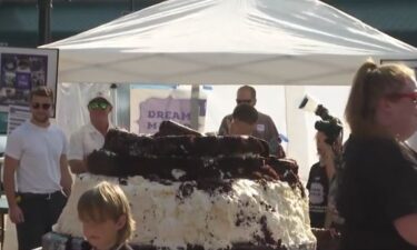 The bakery set out to make the largest whoopie pie in the world. The weight was calculated at 1