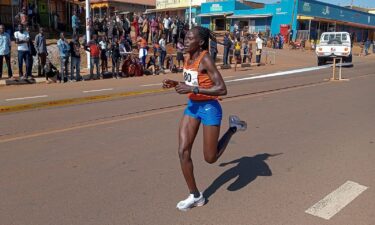 Rebecca Cheptegei competes at the Discovery 10km road race in Kapchorwa