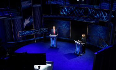 Former President Donald Trump and Vice President Kamala Harris debate for the first time during the presidential election campaign at The National Constitution Center on September 10 in Philadelphia.