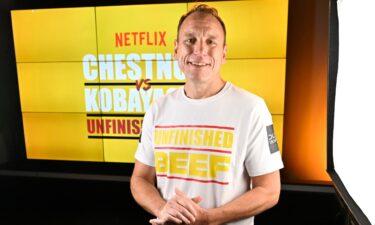 Joey Chestnut breaks own world record by eating 83 hot dogs and buns in Netflix contest on September 2.