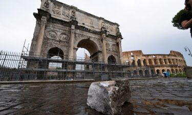 Workers collected fragments and secured the area around the monument