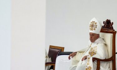 Pope Francis attends the holy mass at the Gelora Bung Karno Stadium in Jakarta on September 5.