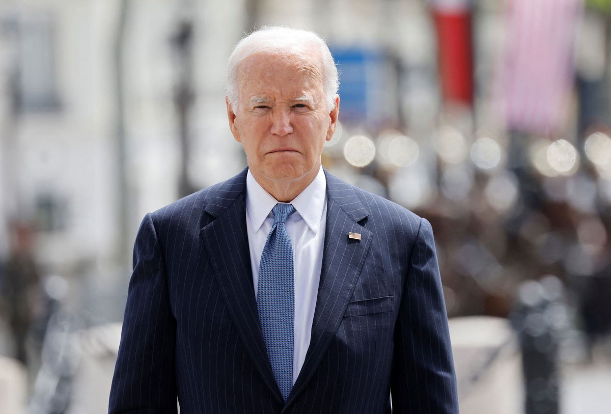 <i>Ludovic Marin/Pool/Reuters via CNN Newsource</i><br/>U.S. President Joe Biden attends a ceremony at the Arc de Triomphe