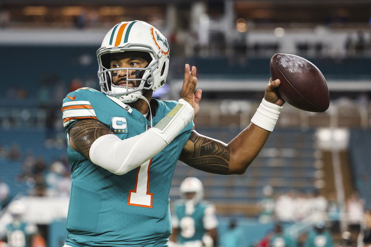 <i>Perry Knotts/Getty Images via CNN Newsource</i><br/>Tua Tagovailoa suffered a concussion during the Miami Dolphins' game against the Buffalo Bills on September 12.