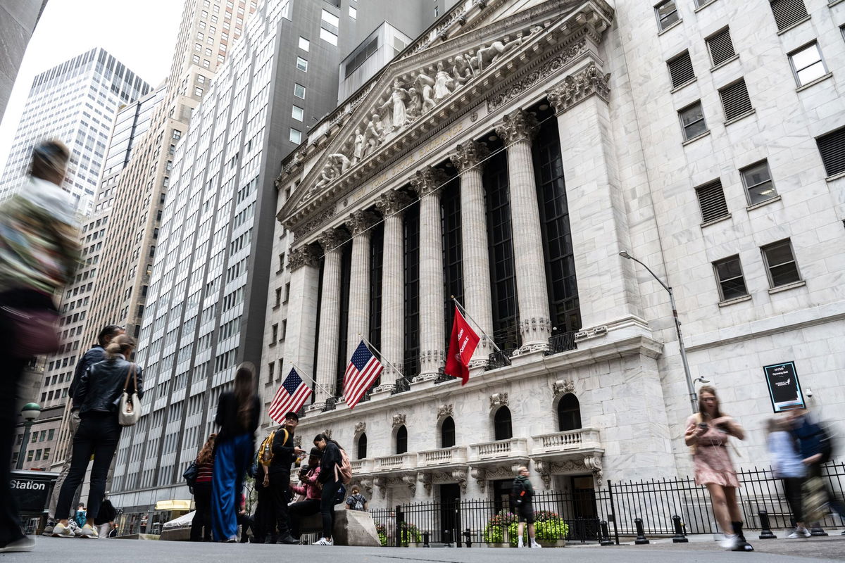 <i>Stephanie Keith/Getty Images via CNN Newsource</i><br/>An exterior view of the New York Stock Exchange on September 18