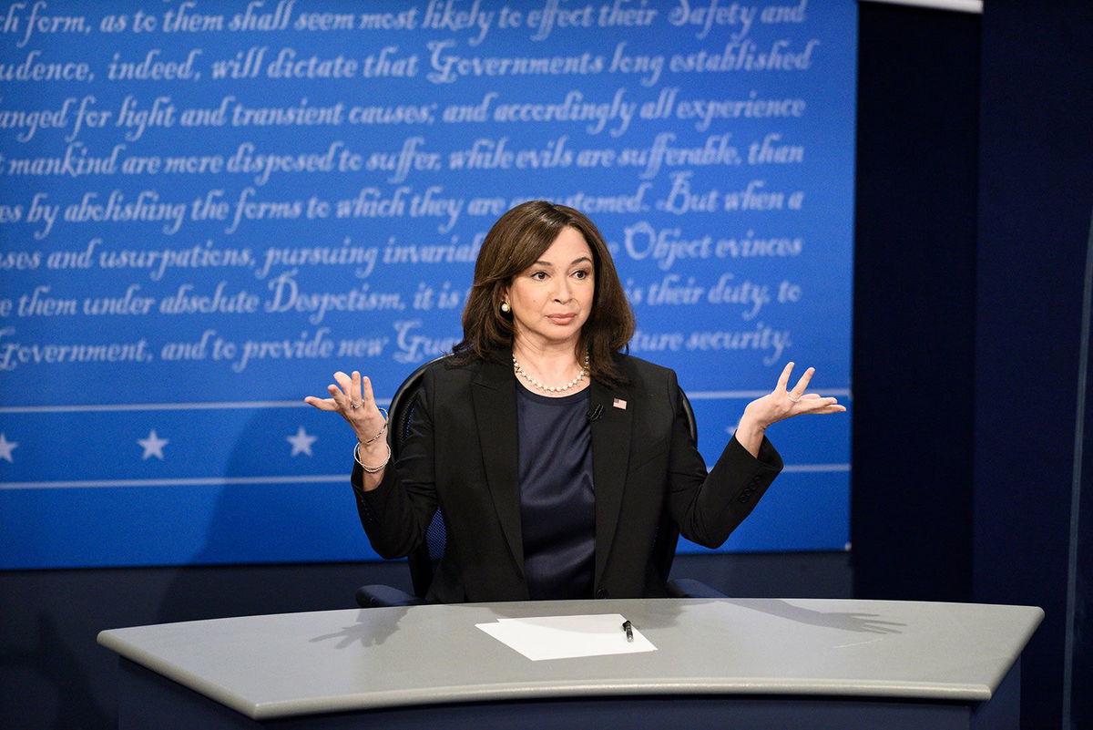 <i>Will Heath/NBC/Getty Images via CNN Newsource</i><br/>Maya Rudolph as Kamala Harris on 'Saturday Night Live' in 2020.