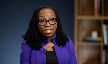 US Supreme Court Associate Justice Ketanji Brown Jackson speaks with CNN's Abby Phillip during an interview.