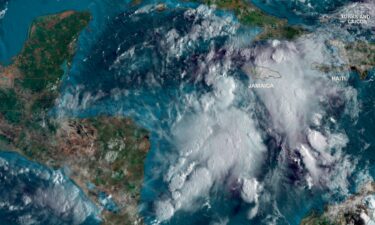 Showers and thunderstorms that could eventually become Helene churn in the western Caribbean Sea on September 23.