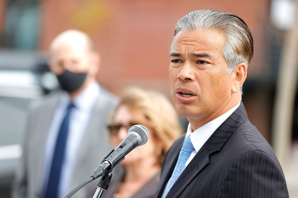 <i>Justin Sullivan/Getty Images/File via CNN Newsource</i><br/>California Attorney General Rob Bonta speaks during a news conference on November 15