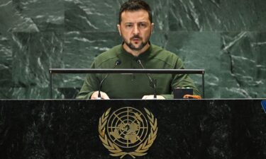 Ukrainian President Volodymyr Zelensky speaks during "Summit of the Future" on the sidelines of the UN General Assembly at the United Nations Headquarters in New York