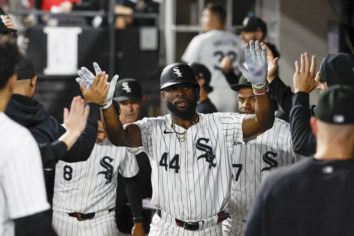 <i>Kamil Krzaczynski/USA TODAY Sports/Reuters via CNN Newsource</i><br/>White Sox third baseman Bryan Ramos celebrates during his team's win against the Los Angeles Angels.