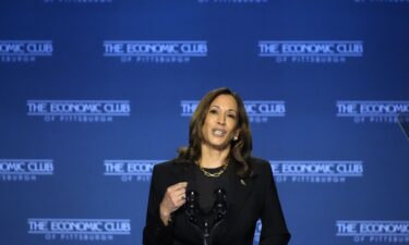 Vice President Kamala Harris addresses the Economic Club of Pittsburgh on the Carnegie Mellon University campus on September 25.