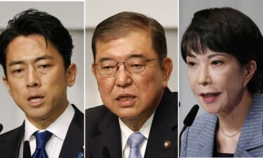 Candidates in Japan's ruling party leadership contest Shinjiro Koizumi