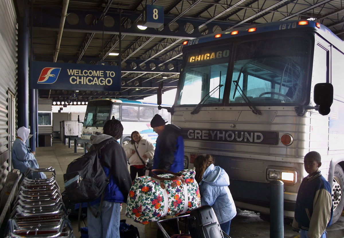 <i>Mario Tama/Getty Images via CNN Newsource</i><br/>A Greyhound station near the US-Mexico border in 2020. Greyhound and other carriers serve travelers with few other options.