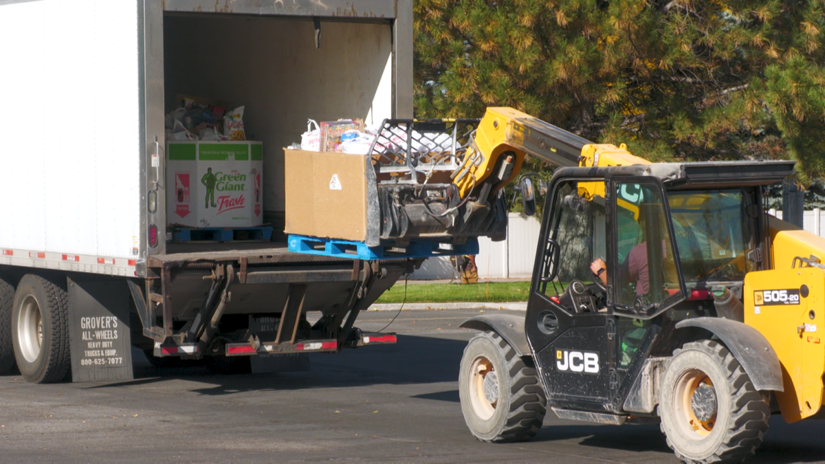 Truck loads of food were collected Saturday morning