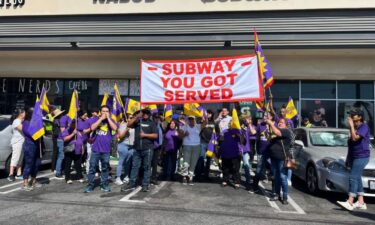 Los Angeles fast-food cooks and cashiers rallied Tuesday at a Subway in Eagle Rock to show support for Eva Rodriguez