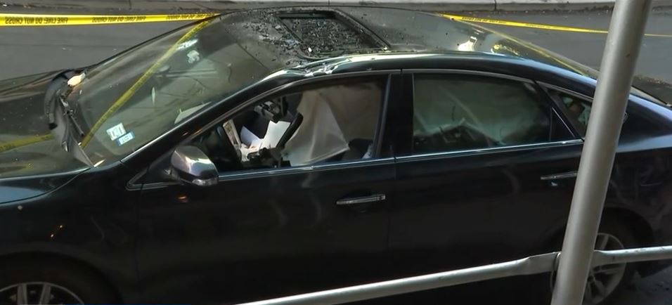 <i>WCBS via CNN Newsource</i><br/>A ride-share driver says he escaped serious injury after bricks fell from a building and landed right on his car in Manhattan's Meatpacking District.