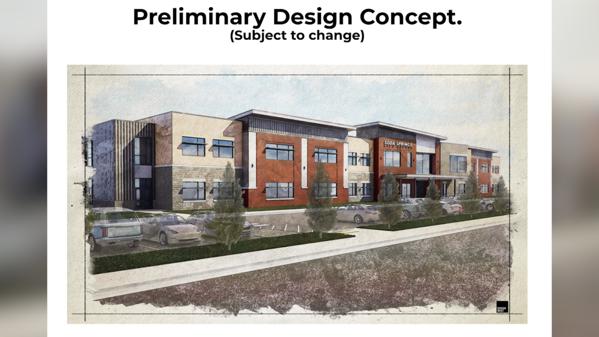 Concept art for Soda Springs School District's potential new high school