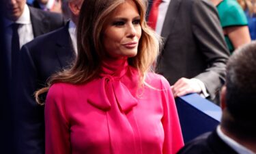 Melania Trump walks away after the second presidential debate at Washington University in St. Louis