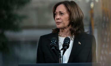 Vice President and Democratic Presidential nominee Kamala Harris speaks during a rally at Ripon College on October 3 in Ripon