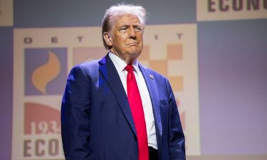 Former President Donald Trump speaks at the Detroit Economic Club on October 10 in Detroit.