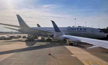 A United Airlines Boeing 787-8 Dreamliner is parked at a gate at Dulles Washington International Airport in this March 2021 file photo.