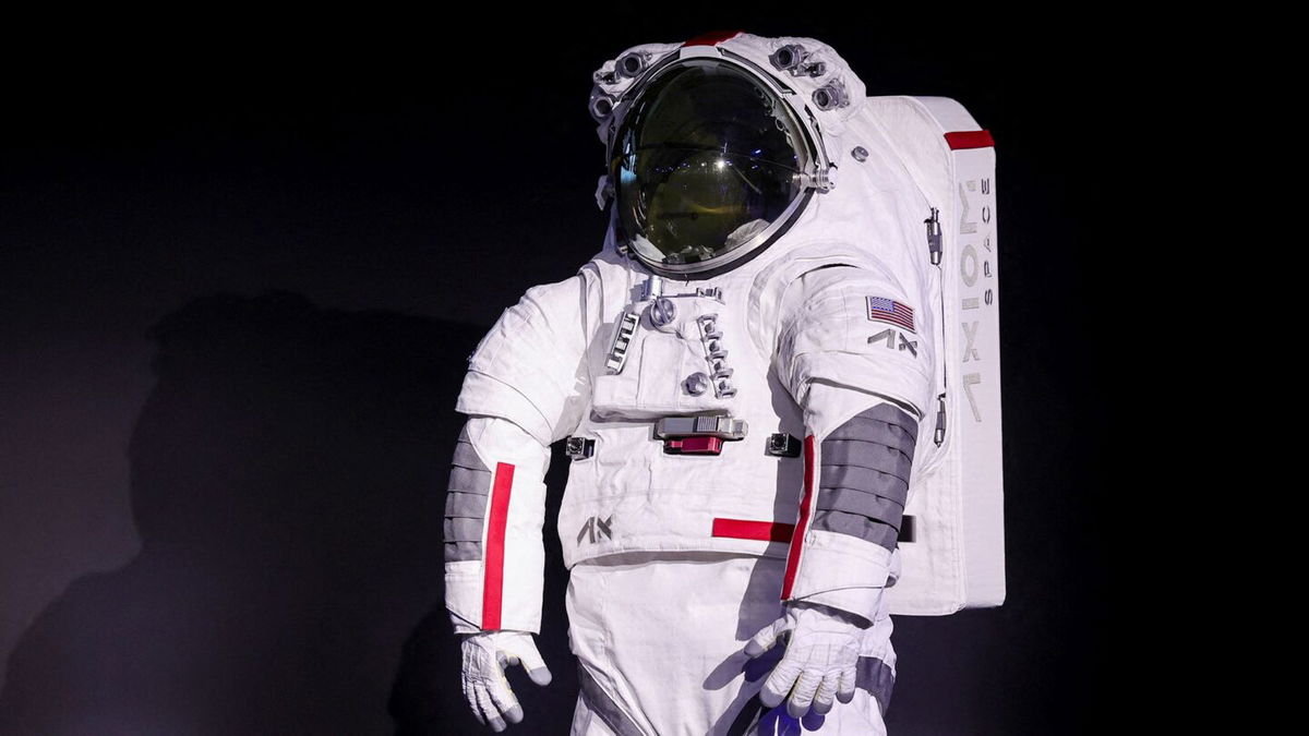 <i>Prada & Axiom Space via CNN Newsource</i><br/>The spacesuit is made from a white material that reflects heat and protects astronauts from extreme high temperatures and lunar dust.