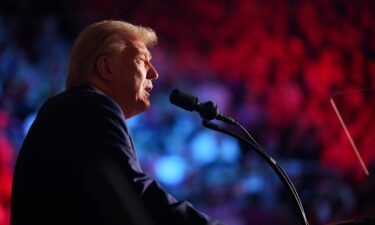 Former President Donald Trump attends a rally at Williams Arena at Minges Coliseum in Greenville