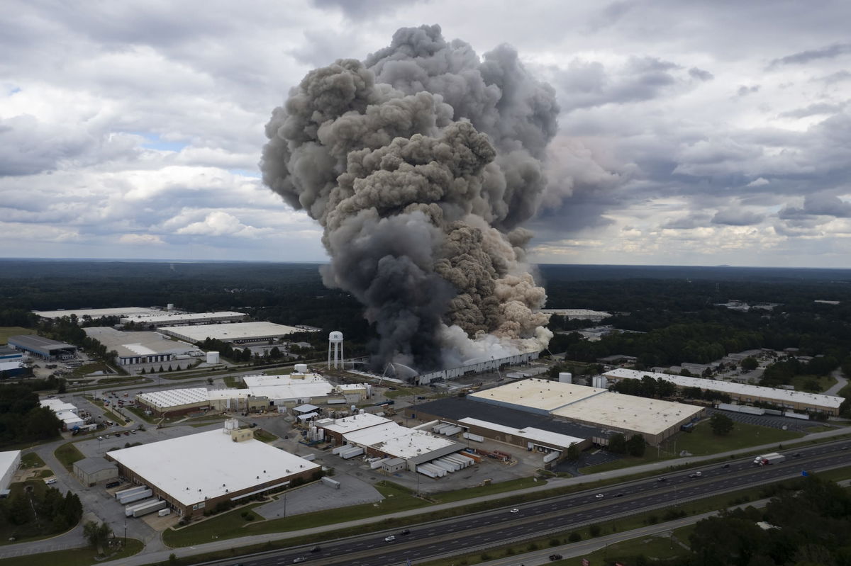 <i>Ben Gray/Atlanta Journal-Constitution/AP/File via CNN Newsource</i><br/>Smoke billows from a fire at the BioLab facility in Conyers